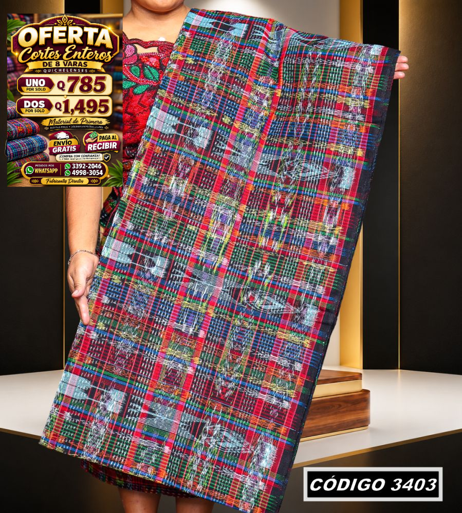 ✨ Corte Típico Hilo Río 8 Varas — Q785 | COD 3403