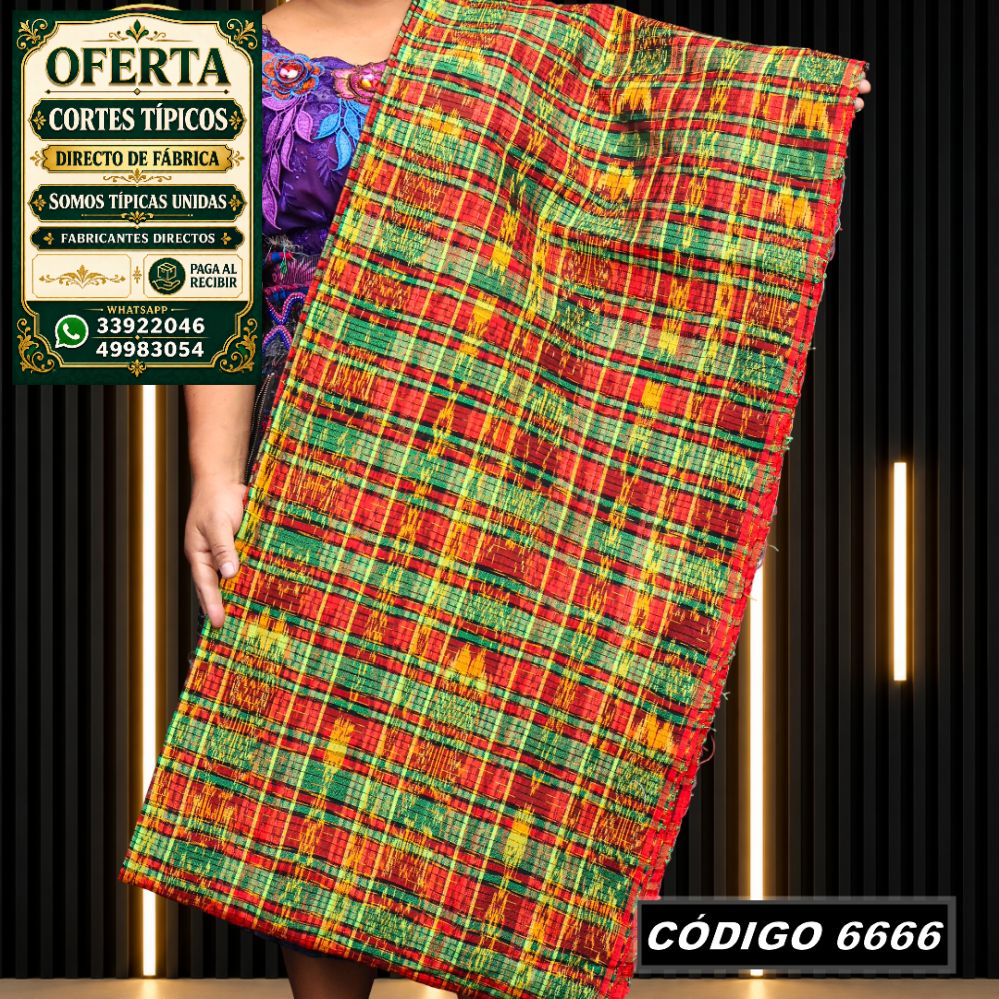 Corte típico quichelense de 8 varas, tejido con Hilo Mish y Altaseda de primera calidad, COD 6666 a solo Q475