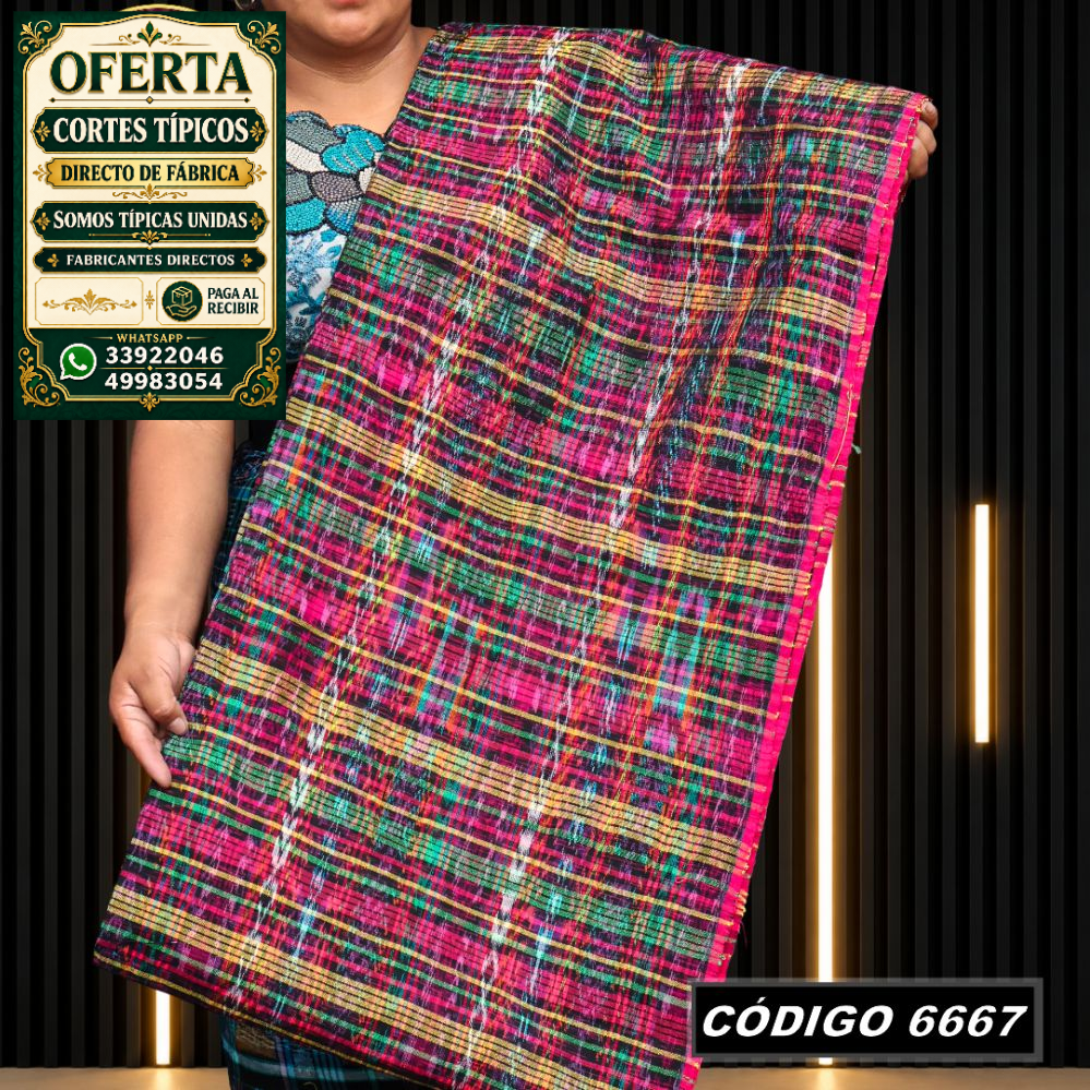 Corte típico quichelense de 8 varas, tejido con Hilo Mish y Altaseda de primera calidad, COD 6667 a solo Q475