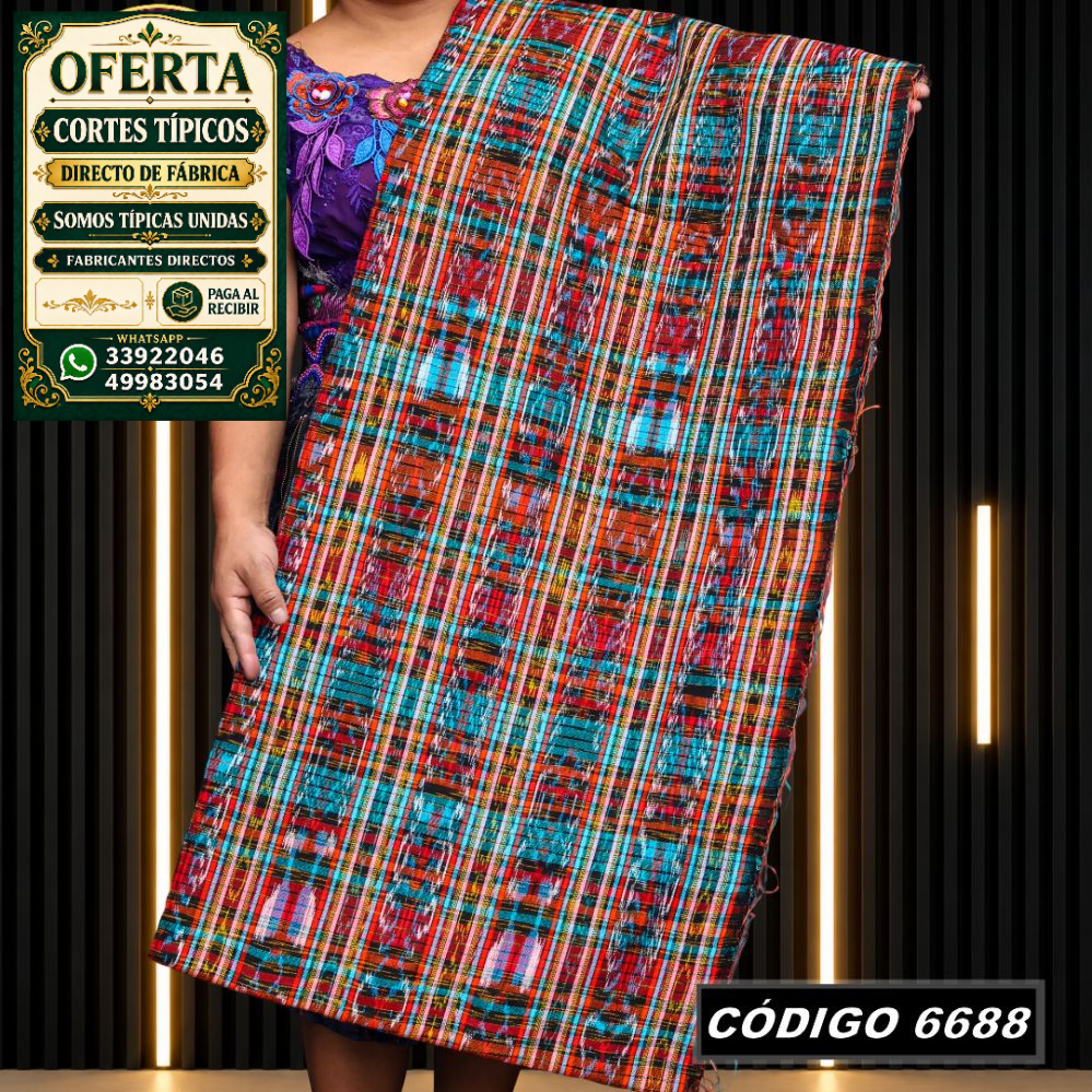 Corte típico quichelense de 8 varas, tejido con Hilo Mish y Altaseda de primera calidad, COD 6688 a solo Q475