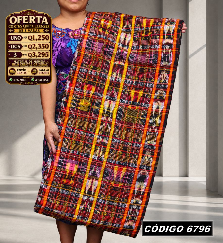 ✨ Corte Típico Hilo de Cristal de Primera 8 Varas — Q1,385 | COD 6796