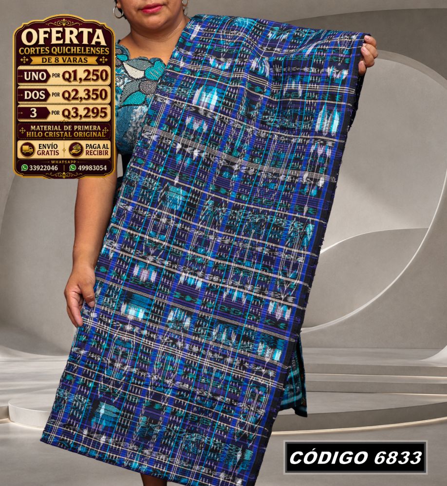 ✨ Corte Típico Hilo de Cristal de Primera 8 Varas — Q1,385 | COD 6833