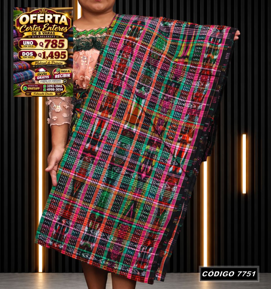 Corte Típico Quichelense de 8 Varas — Q785 | Diseño tradicional guatemalteco
